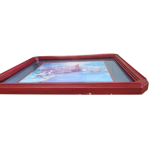 Vintage Framed Fishing Boys & Dog Artwork Picture - Picture 4 of 10